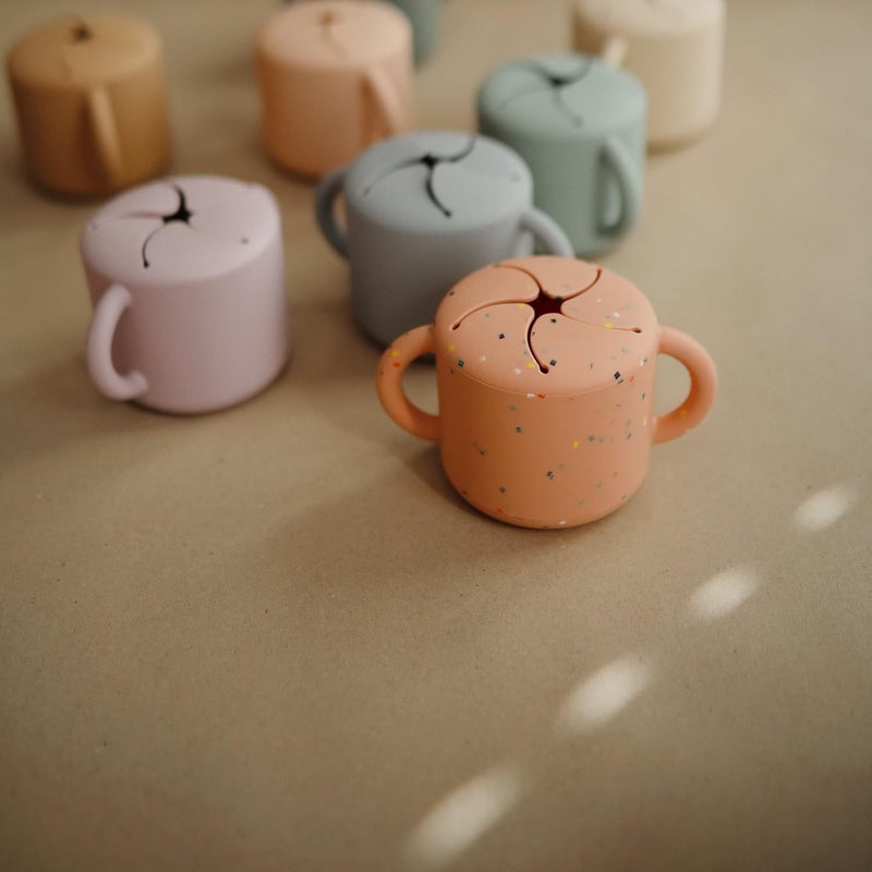 mushie Silicone Snack Cup | Spill Proof Food Container for Toddler and Baby (Powder Pink Confetti) - Image 5