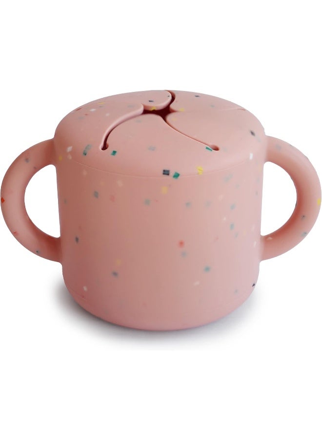 mushie Silicone Snack Cup | Spill Proof Food Container for Toddler and Baby (Powder Pink Confetti) - Image 1