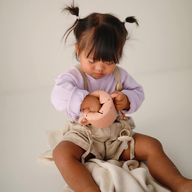 mushie Silicone Snack Cup | Spill Proof Food Container for Toddler and Baby (Powder Pink Confetti) - Image 3