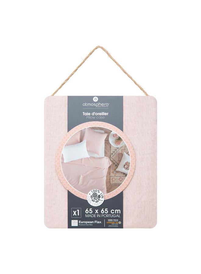 atmosphera Linah Premium Quality Washed Linen Pillow Case Pink 65 X 65Cm 185299I - Image 1
