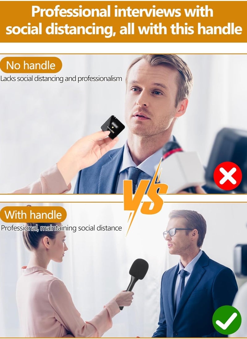 Universal Interview GO Handheld Adapter for Rode Wireless GO I/II, Rode Wireless Me/Pro, DJI Mic 1/2 – Hand Adapter Mic Clip with Pop Protection, Compatible with Most Lavalier Mics, Pack of 1 – Perfect for On-the-Go Interviews & Content Creation