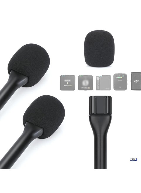 Universal Interview GO Handheld Adapter for Rode Wireless GO I/II, Rode Wireless Me/Pro, DJI Mic 1/2 – Hand Adapter Mic Clip with Pop Protection, Compatible with Most Lavalier Mics, Pack of 1 – Perfect for On-the-Go Interviews & Content Creation