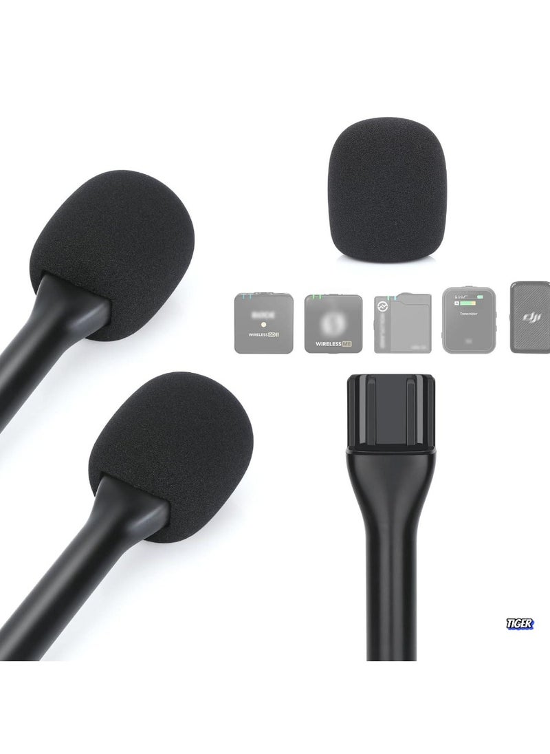 Universal Interview GO Handheld Adapter for Rode Wireless GO I/II, Rode Wireless Me/Pro, DJI Mic 1/2 – Hand Adapter Mic Clip with Pop Protection, Compatible with Most Lavalier Mics, Pack of 1 – Perfect for On-the-Go Interviews & Content Creation
