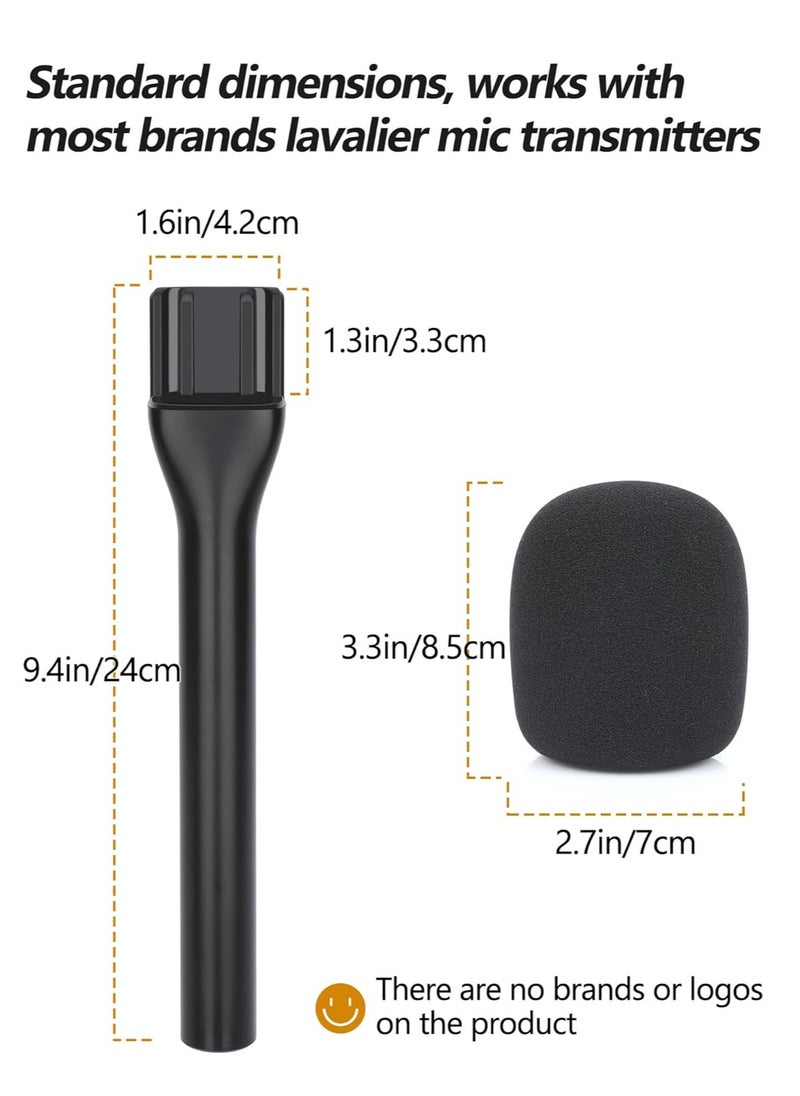 Universal Interview GO Handheld Adapter for Rode Wireless GO I/II, Rode Wireless Me/Pro, DJI Mic 1/2 – Hand Adapter Mic Clip with Pop Protection, Compatible with Most Lavalier Mics, Pack of 1 – Perfect for On-the-Go Interviews & Content Creation