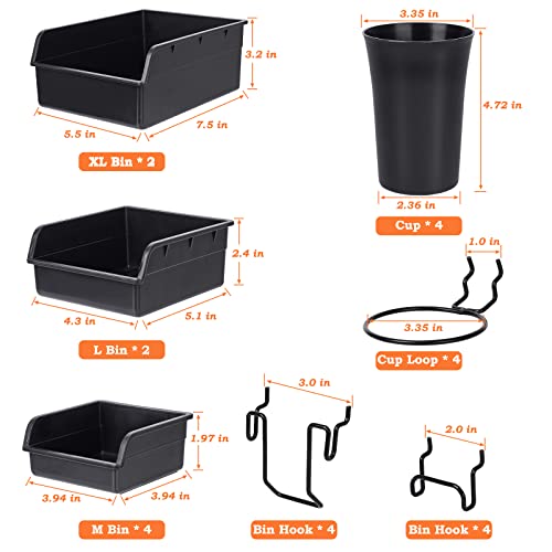 G.CORE 12-Pack Pegboard Bins & Cups Pegboard Accessories for 1/8 inch and 1/4 inch Pegboard Wall Organizer, Peg Board Accessories for Craft Room Hobby Supplies, Garage Storage Tools & Small Parts - Image 3