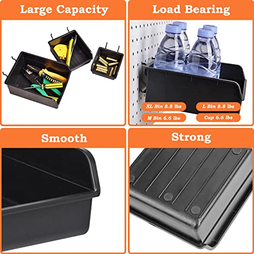 G.CORE 12-Pack Pegboard Bins & Cups Pegboard Accessories for 1/8 inch and 1/4 inch Pegboard Wall Organizer, Peg Board Accessories for Craft Room Hobby Supplies, Garage Storage Tools & Small Parts - Image 2