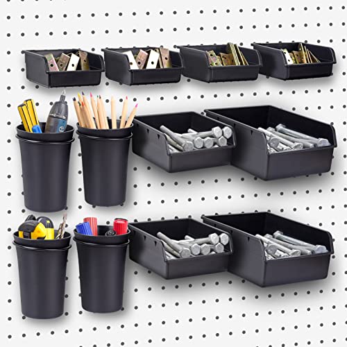 G.CORE 12-Pack Pegboard Bins & Cups Pegboard Accessories for 1/8 inch and 1/4 inch Pegboard Wall Organizer, Peg Board Accessories for Craft Room Hobby Supplies, Garage Storage Tools & Small Parts - Image 1