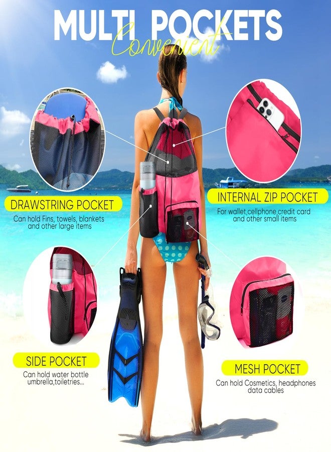 HOHOM Mesh Swim Bag Beach Drawstring Backpack, Waterproof Gym Bags for Women and Men, Large Pool Bag Swimming Gear for Swimmers - Image 3