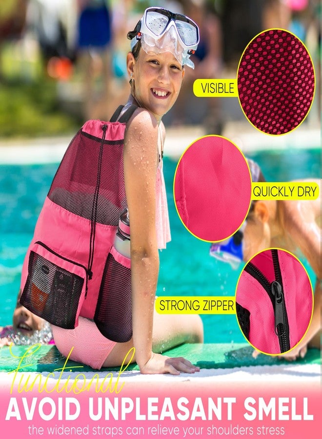 HOHOM Mesh Swim Bag Beach Drawstring Backpack, Waterproof Gym Bags for Women and Men, Large Pool Bag Swimming Gear for Swimmers - Image 4