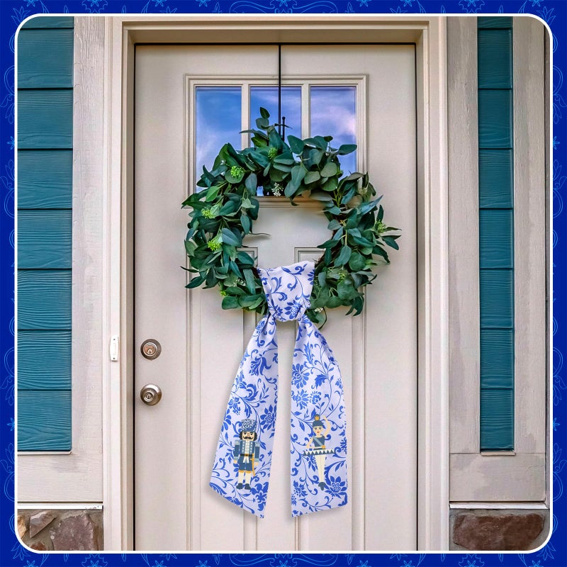 VitalCozy Nutcracker Wreath Sash for Front Door Wreath Satin Sash for Embroidery Monogram Garland Ribbon Accessories Xmas Party Yard Doorway Indoor Outdoor Wall - Image 2