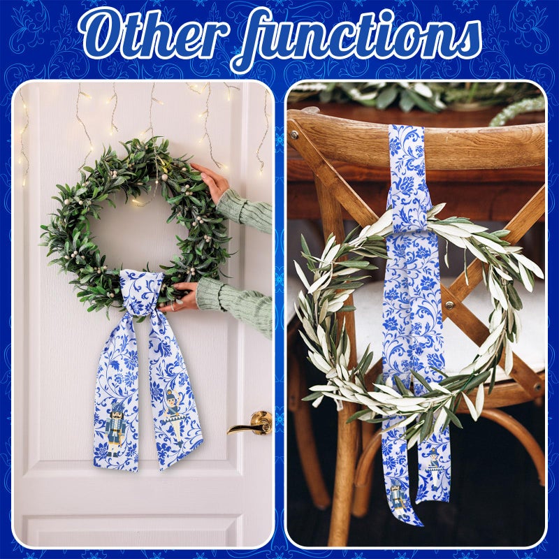 VitalCozy Nutcracker Wreath Sash for Front Door Wreath Satin Sash for Embroidery Monogram Garland Ribbon Accessories Xmas Party Yard Doorway Indoor Outdoor Wall - Image 4