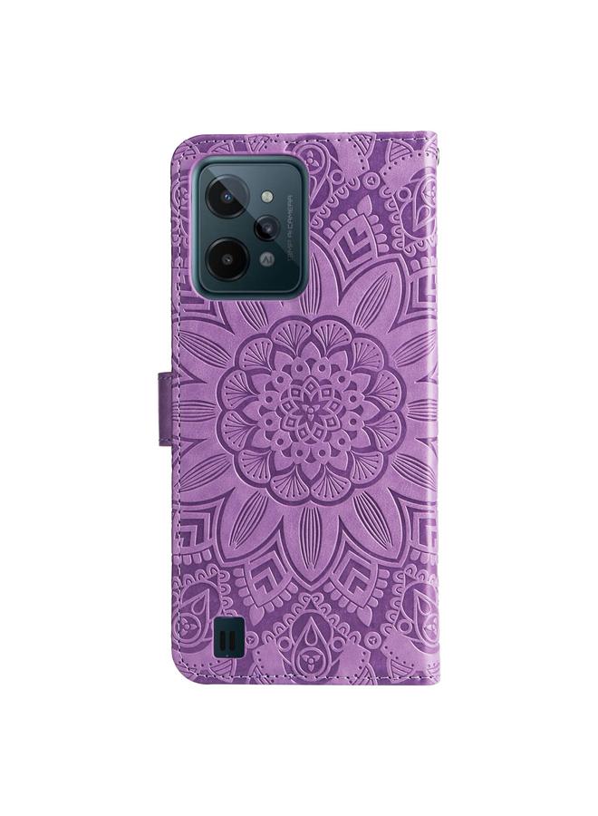 S-TOP Case For OPPO Realme C31 Embossed Sunflower Leather Phone Case - Image 3