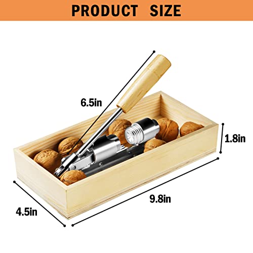 Artcome Heavy Duty Pecan Nut Cracker Tool with 1 Crab Cracker, 2 Wide Crab Forks, Wood Handle Base with Rectangular Wooden Box Base for Walnuts, Chestnuts, Almonds, Pecans, Hazelnuts, etc - Image 2