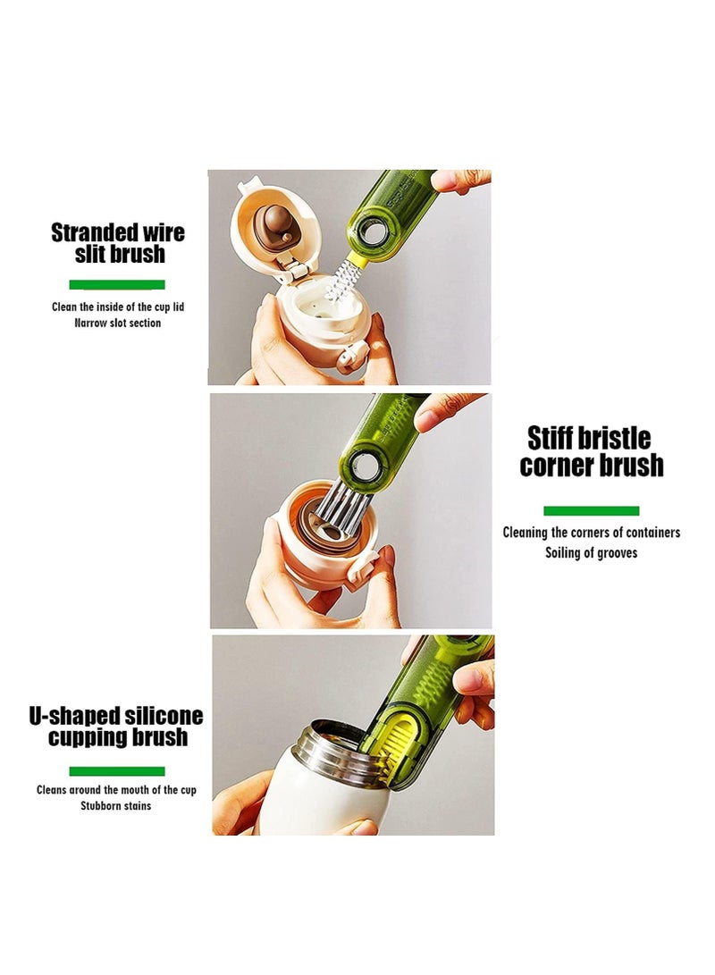 SOLARAE Silicone Baby Bottle Brush Nipple Cleaner 3 in 1 Multifunctional Cleaning Brush, Straw Brushes, Tiny Bottle Gap Cup Lid Crevice Detail Cleaning Brush U-Shaped Silicone Bottle, Portable 4 PCS - Image 5