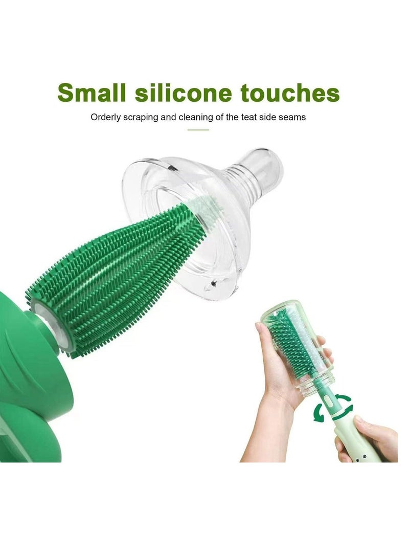 SOLARAE Silicone Baby Bottle Brush Nipple Cleaner 3 in 1 Multifunctional Cleaning Brush, Straw Brushes, Tiny Bottle Gap Cup Lid Crevice Detail Cleaning Brush U-Shaped Silicone Bottle, Portable 4 PCS - Image 2