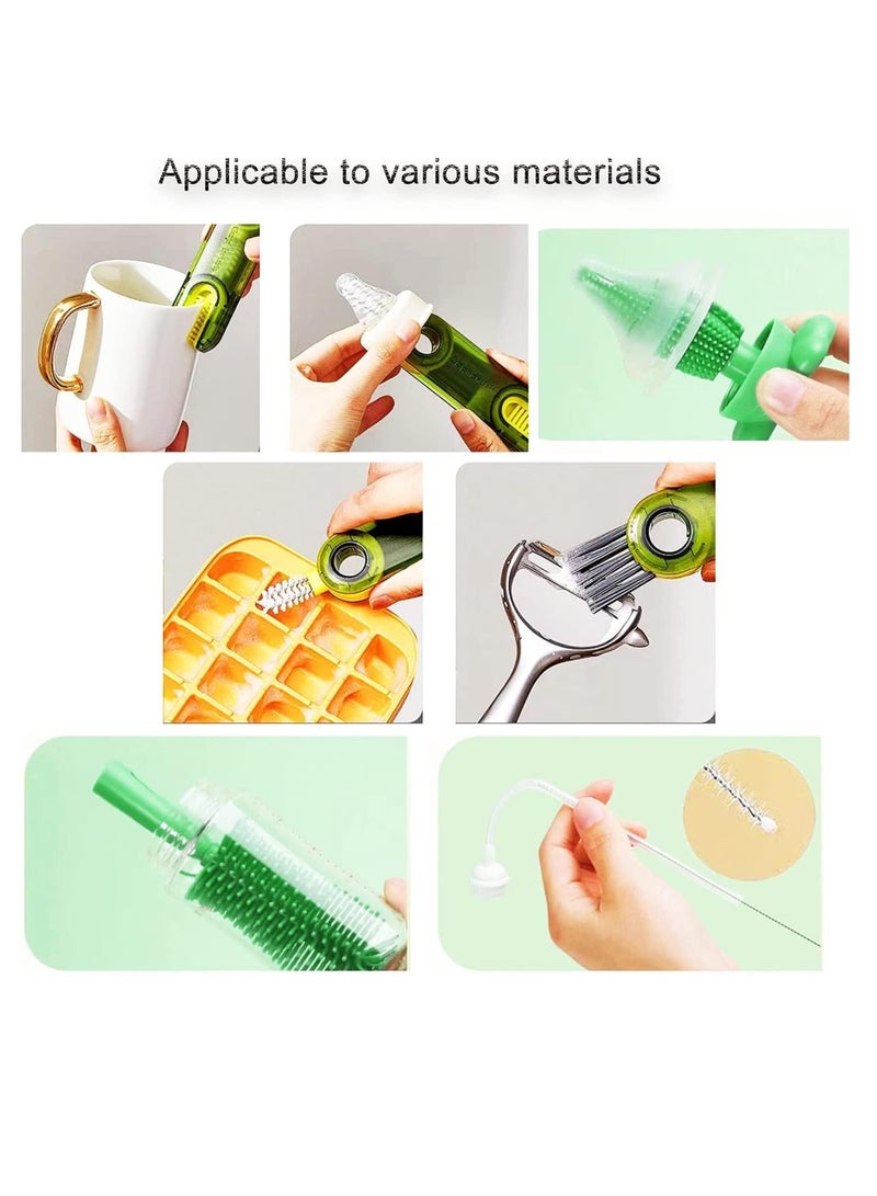 SOLARAE Silicone Baby Bottle Brush Nipple Cleaner 3 in 1 Multifunctional Cleaning Brush, Straw Brushes, Tiny Bottle Gap Cup Lid Crevice Detail Cleaning Brush U-Shaped Silicone Bottle, Portable 4 PCS - Image 3
