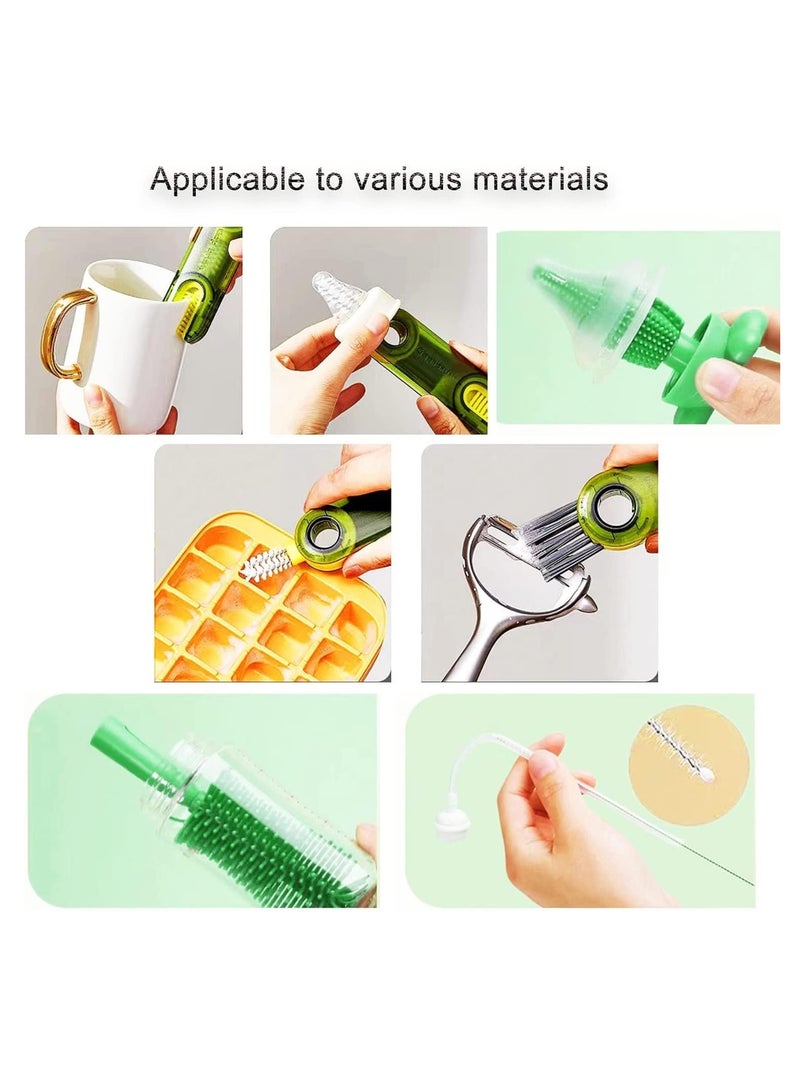SOLARAE Silicone Baby Bottle Brush Nipple Cleaner 3 in 1 Multifunctional Cleaning Brush, Straw Brushes, Tiny Bottle Gap Cup Lid Crevice Detail Cleaning Brush U-Shaped Silicone Bottle, Portable 4 PCS - Image 4