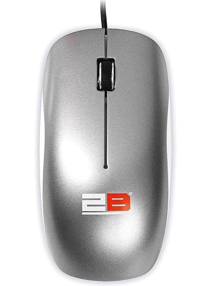 2بي ماوس بصري سلكي 2B MO17a بلمسة نهائية بيانو - رمادي - Image 1