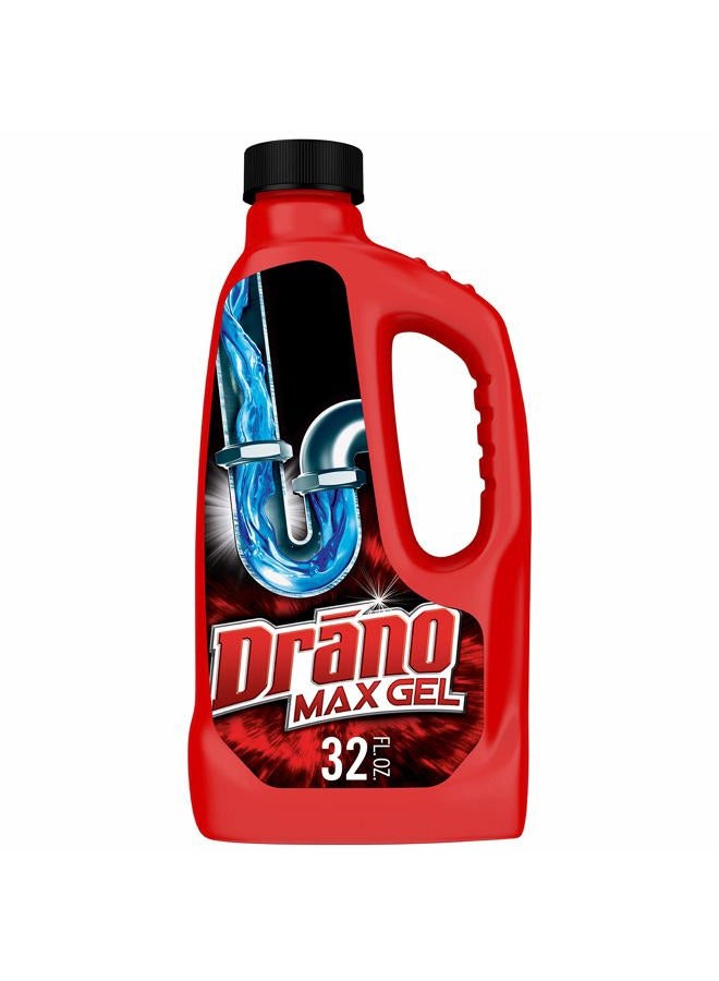 Drano Max Gel Drain Clog Remover and Cleaner for Shower or Sink Drains, Unclogs and Removes Hair, Soap Scum, Blockages,32oz - Image 1