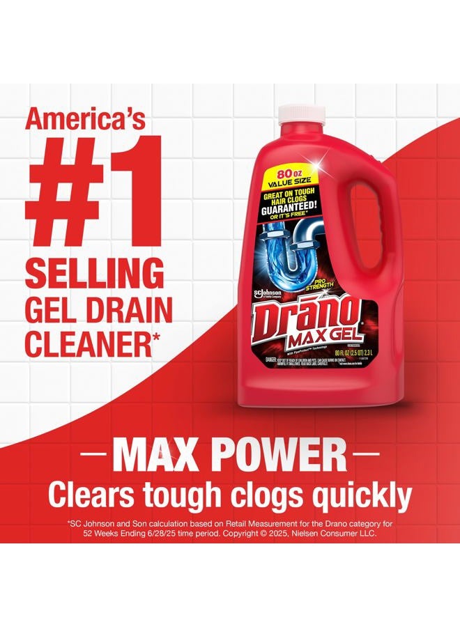 Drano Max Gel Drain Clog Remover and Cleaner for Shower or Sink Drains, Unclogs and Removes Hair, Soap Scum, Blockages,32oz - Image 2