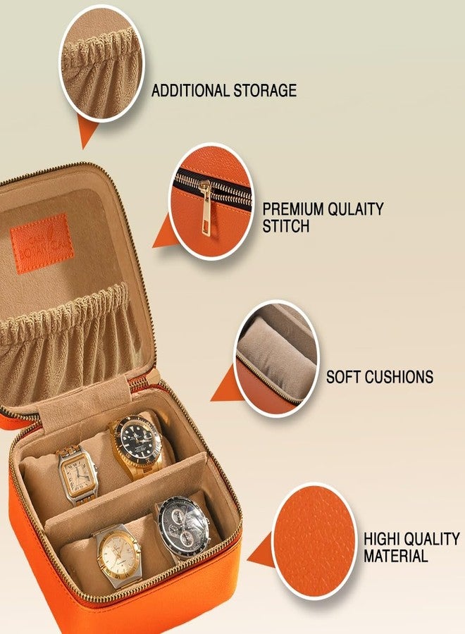 CASA BOTANICAL Premium leather organizer box with storage compartments-ideal jewellery box for women and men, travel-friendly watch and accessories organizer, portable gift box for rings, bracelets and watches. - Image 3