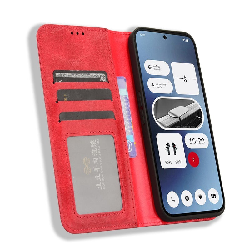HuHa Protective Cover For Nothing Phone 2a Magnetic Buckle Retro Texture Leather Phone Case(Red) - Image 4