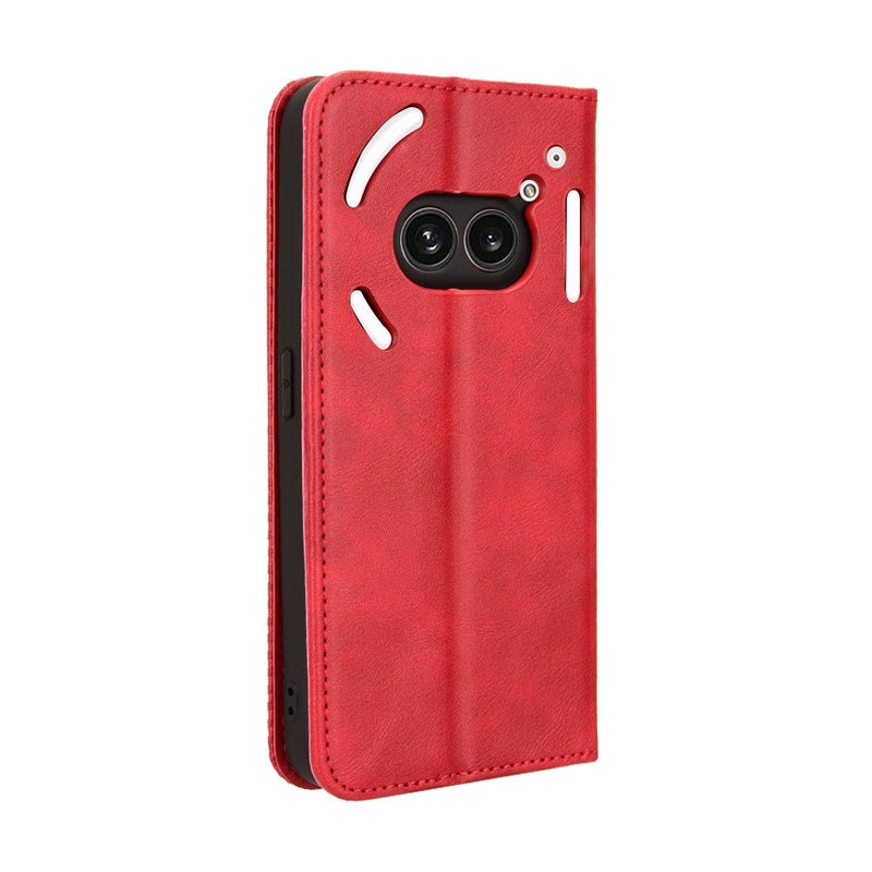 HuHa Protective Cover For Nothing Phone 2a Magnetic Buckle Retro Texture Leather Phone Case(Red) - Image 3