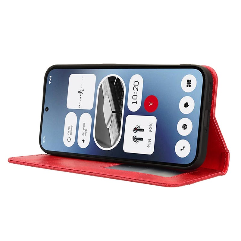 HuHa Protective Cover For Nothing Phone 2a Magnetic Buckle Retro Texture Leather Phone Case(Red) - Image 5