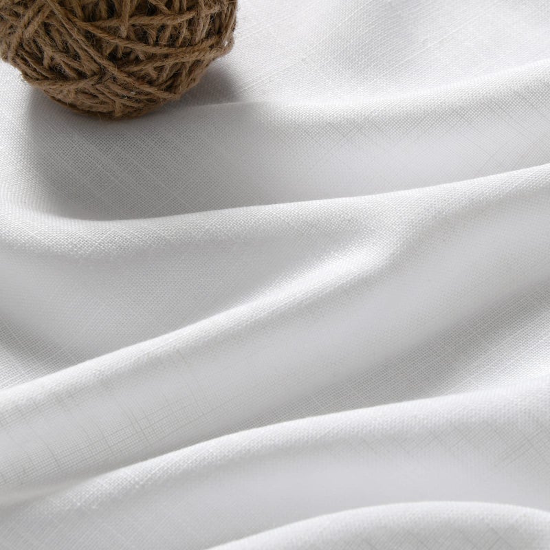 Nanspring Solid White Curtains 96 Inches Long 2 Panels Back Tab Sheer Linen Curtain Modern Farmhouse Coastal Decor Off White Cotton Textured Curtains 96 inch Length for Patio Sliding Door Office Bedroom - Image 3