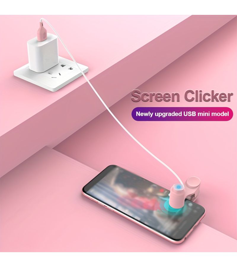 Pink Screen Automatic Clicker Intelligent Touch Button Three Speed Adjustable Stable Clipper No Damage To Screen Silent Zero Noise Anti Slip Design Convenient Operation Smart Simulation Human Hand Clicking Non Contact Clicking Capacitive Air Mapping Technology For Movie Likes Game Idle Orders Takeaway Grabbing Red Envelope Grabbing - Image 2