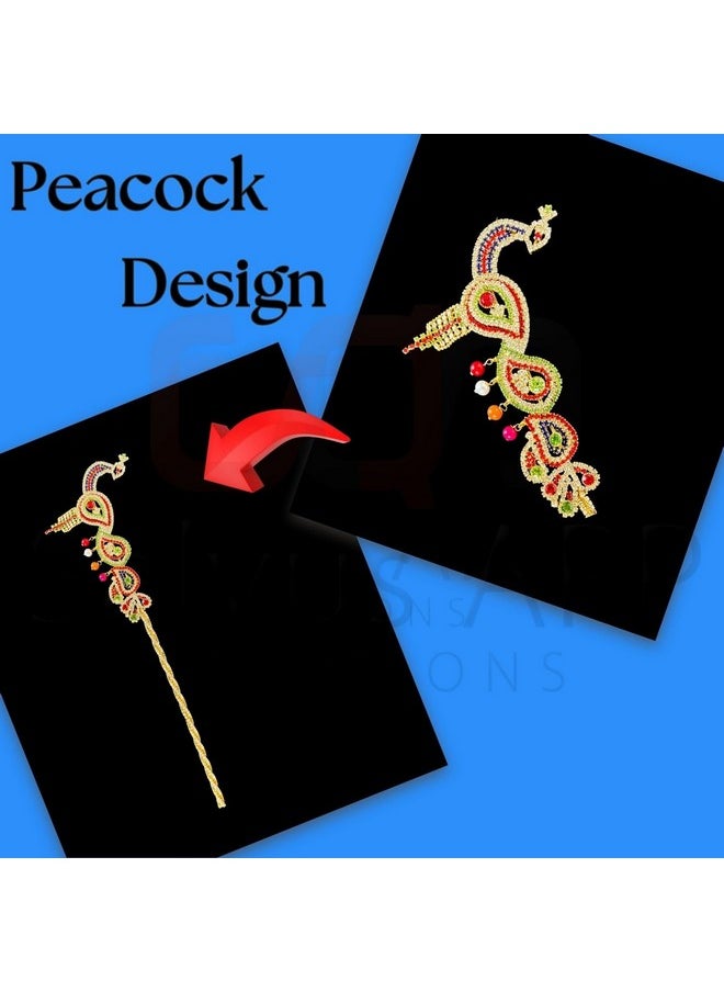 Salvus App SOLUTIONS Salvus APP SOLUTIONS Handcrafted Metal Peacock Work Bansuri/Flute for Krishna Idol - Decorative Indian Artwork for Home or Office Decor (Multicolor, 10.5x3 inch)  - Image 5