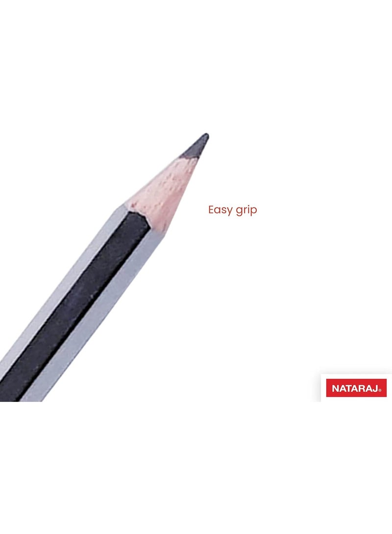 ناتاراج أقلام رصاص ناتاراج الفضية HB مع ممحاة ومبراة، 12 قطعة - Image 4