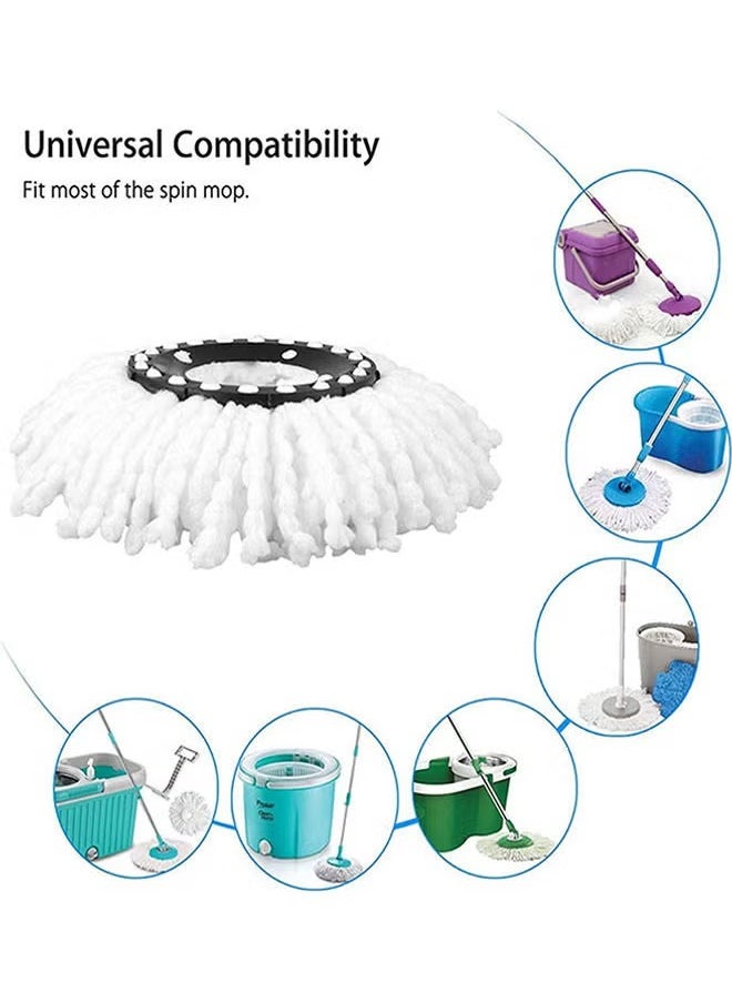 ULHYC 4-Piece Replacement Spin Mop Head Set White/Black  - Image 2
