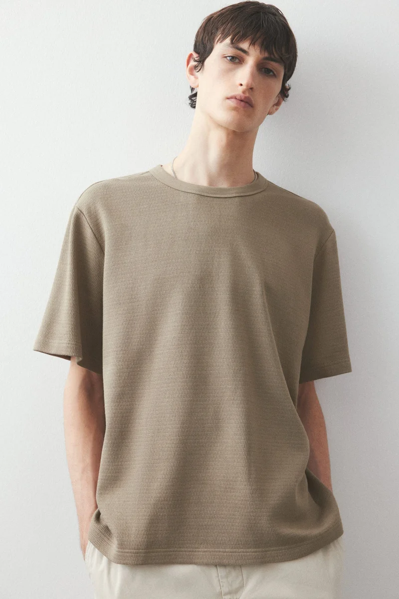 H&M Regular Fit Waffled T-shirt