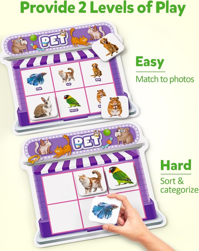 Coogam Various fittings Fridge Magnets Sorting Toys, Fine Motor Montessori Magnetic Matching Game, Food Pets Grocery Furniture Toy Playset, Educational Learning Sensory Toy Gift for Toddler Ages 3-8 Multi-price design picks - Image 5