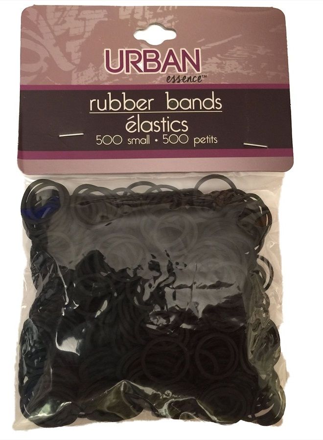 Urban Essence عبوة من 500 رباط مطاطي أسود صغير لتصفيف الشعر، شعر الأطفال، الضفائر، الدريد لوكس، الأطفال، لفات الشعر، الأنماط العرقية وحتى الصيد، علامة أوربان إيسنس - Image 1
