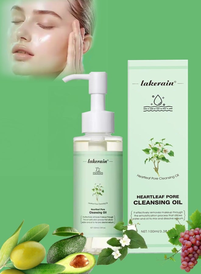 lakerain زيت تنظيف مسام القلب 100 مل لإزالة الرؤوس السوداء الطبيعية مزيل مكياج يومي خفيف وغير دهني منظف للوجه زيت تنظيف مسام القلب للتنظيف العميق للمسام سيروم - Image 1