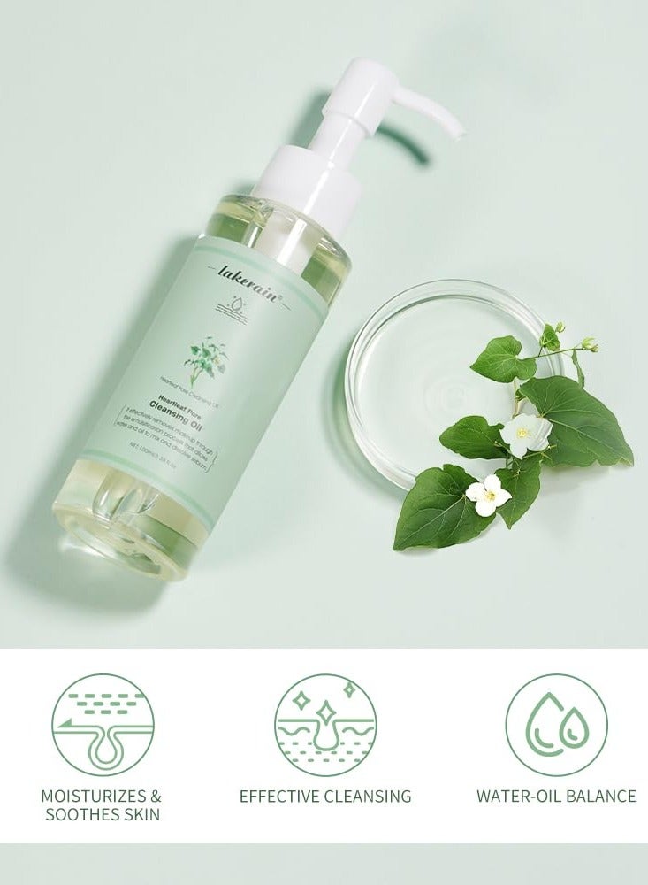lakerain زيت تنظيف مسام القلب 100 مل لإزالة الرؤوس السوداء الطبيعية مزيل مكياج يومي خفيف وغير دهني منظف للوجه زيت تنظيف مسام القلب للتنظيف العميق للمسام سيروم - Image 2