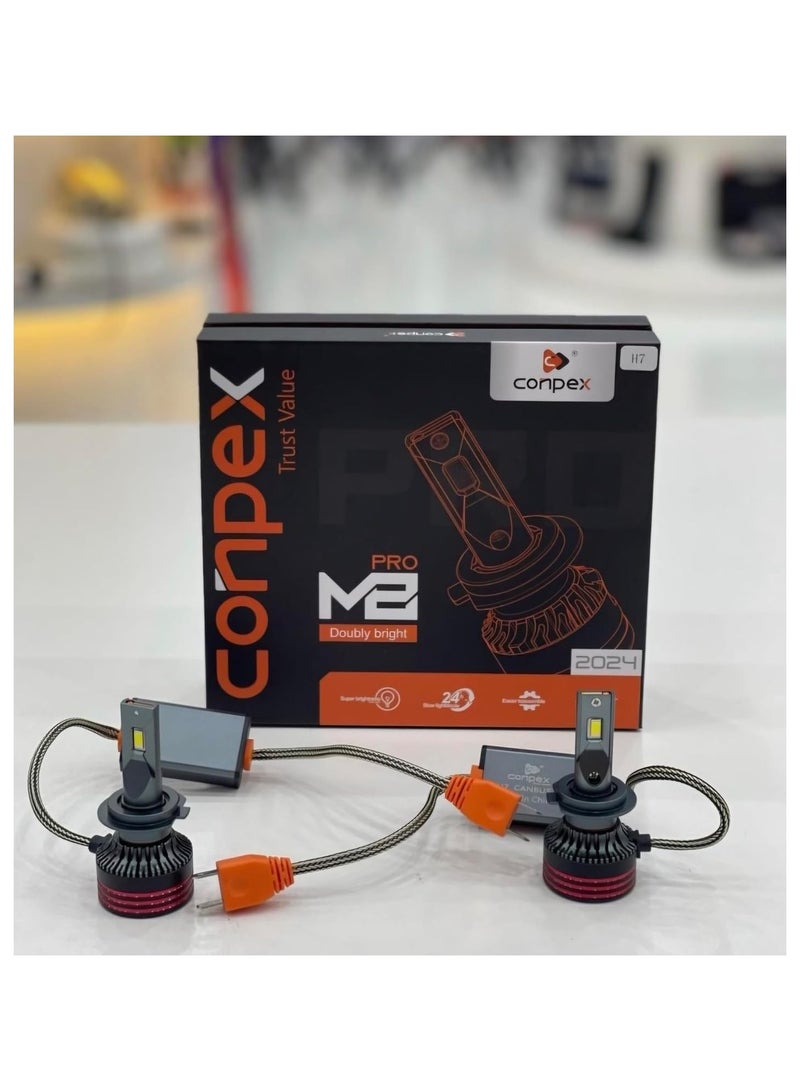 Conpex Pro M8 LED Headlight Bulbs, 9005 White Light, Pair with Cooling System Doubly Bright, 24-Month Life 12000W 50000LM DC 9V DC24V Brightness 150%  - Image 2