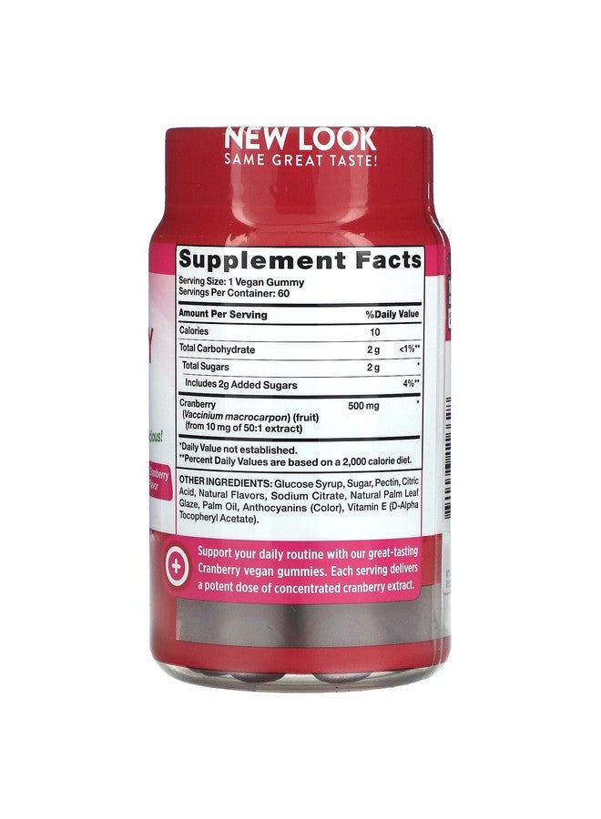 Cranberry Gummies ; 60 Count ; Vegan Nongmo & Gluten Free Supplement ; Supports Urinary Tract Health ; Cranberry Mango Flavor ; By Natures Truth