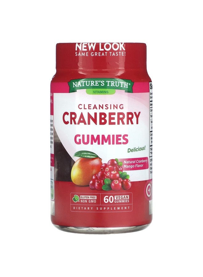 Cranberry Gummies ; 60 Count ; Vegan Nongmo & Gluten Free Supplement ; Supports Urinary Tract Health ; Cranberry Mango Flavor ; By Natures Truth