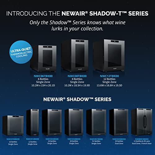 NewAir 10" Wine Fridge for 6 Bottles | Freestanding Wine Cooler Refrigerator with Glass Door | Compact Countertop Storage with Precision Cooling & Quiet Operation | Black - Image 3