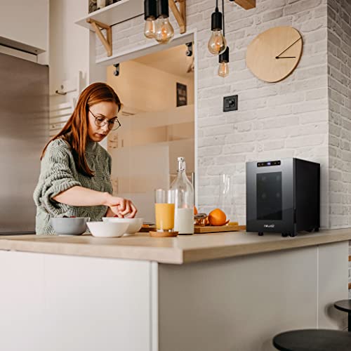 NewAir 10" Wine Fridge for 6 Bottles | Freestanding Wine Cooler Refrigerator with Glass Door | Compact Countertop Storage with Precision Cooling & Quiet Operation | Black - Image 4