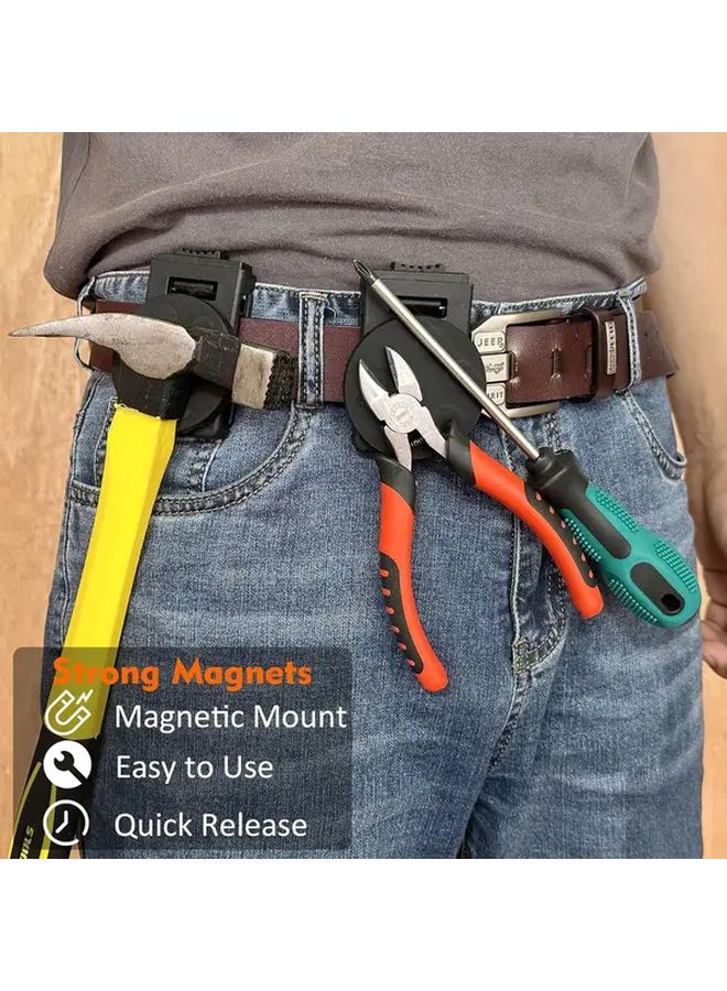 Black Magnetic Tool Holder Belt Clip One Hand Holster Quick Release for Tools - Image 2