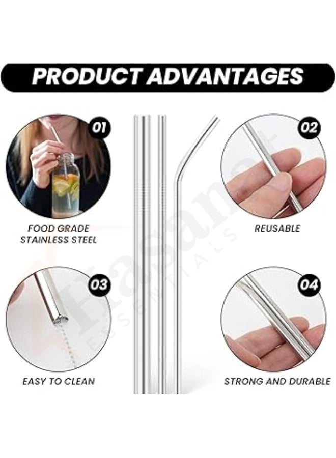 HASANAT ESSENTIALS مصاصات شرب قابلة لإعادة الاستخدام من الفولاذ المقاوم للصدأ مع ملعقة فلتر - Image 2