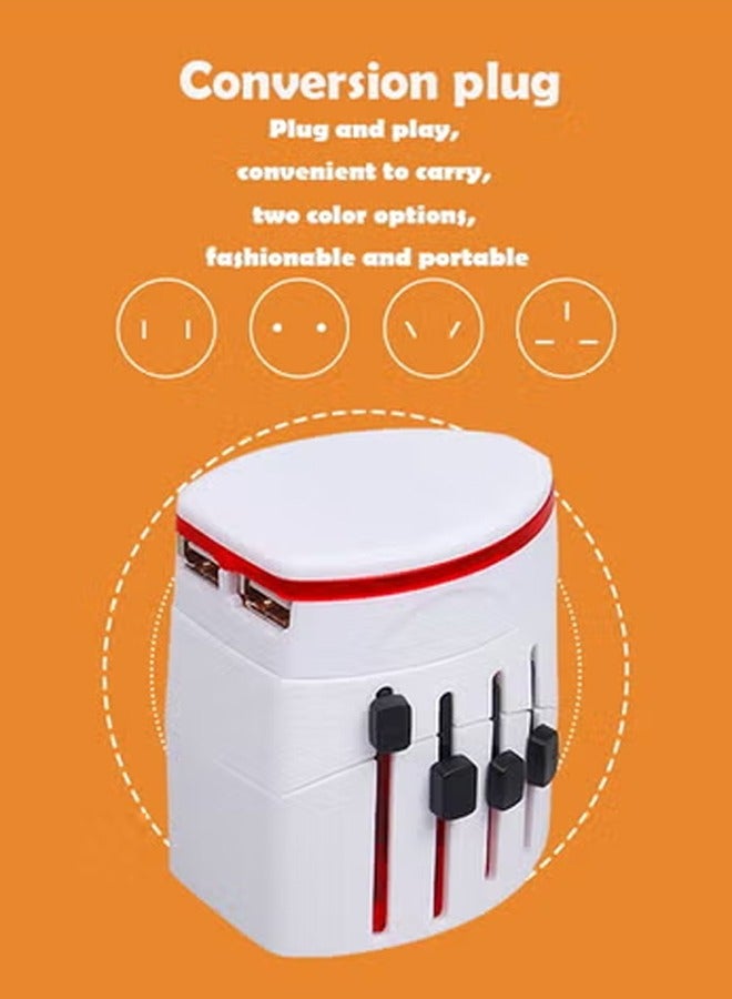 Universal travel adapter, multifunctional conversion plug socket converter, wall charger, detachable for USB charging, 2500W, AC 85 to 264V，10A, suitable for electronic devices worldwide，white  - Image 1