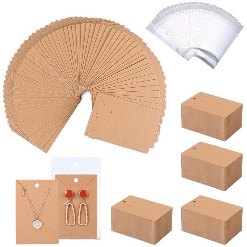 ovsor Works Great Earring Display Cards - Well-made 3.5 x 2.4 Inches Earring Cards with Good Paper Quality, Plus Clear Packaging Bags That Don't Tear Easily, for Earrings Necklace Jewelry Cards - Image 1