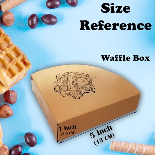 Aakriti Waffle Pouch Box for Packaging | Brown Kraft Paper Box with Waffle Print | Quarter Circle (13cm × 2.5cm) | Ideal for Bakery, Café, Dessert Packaging (Pack of 50) - Image 2