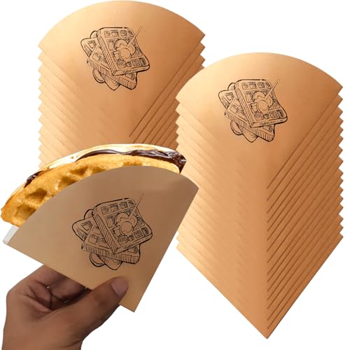 Aakriti Waffle Pouch Box for Packaging | Brown Kraft Paper Box with Waffle Print | Quarter Circle (13cm × 2.5cm) | Ideal for Bakery, Café, Dessert Packaging (Pack of 50) - Image 1
