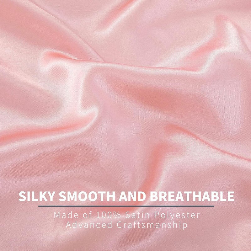 P Pothuiny 6 Pieces Full Satin Sheets Luxury Silky Blush Pink Satin Bedding Sheet Set, 1 Deep Pocket Fitted Sheet + 1 Flat Sheet + 4 Pillow Cases - Image 4